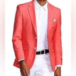 SOUTHWICK Sport Cost in Salmon Coral Pink Twill Tweed w Cream Buttons